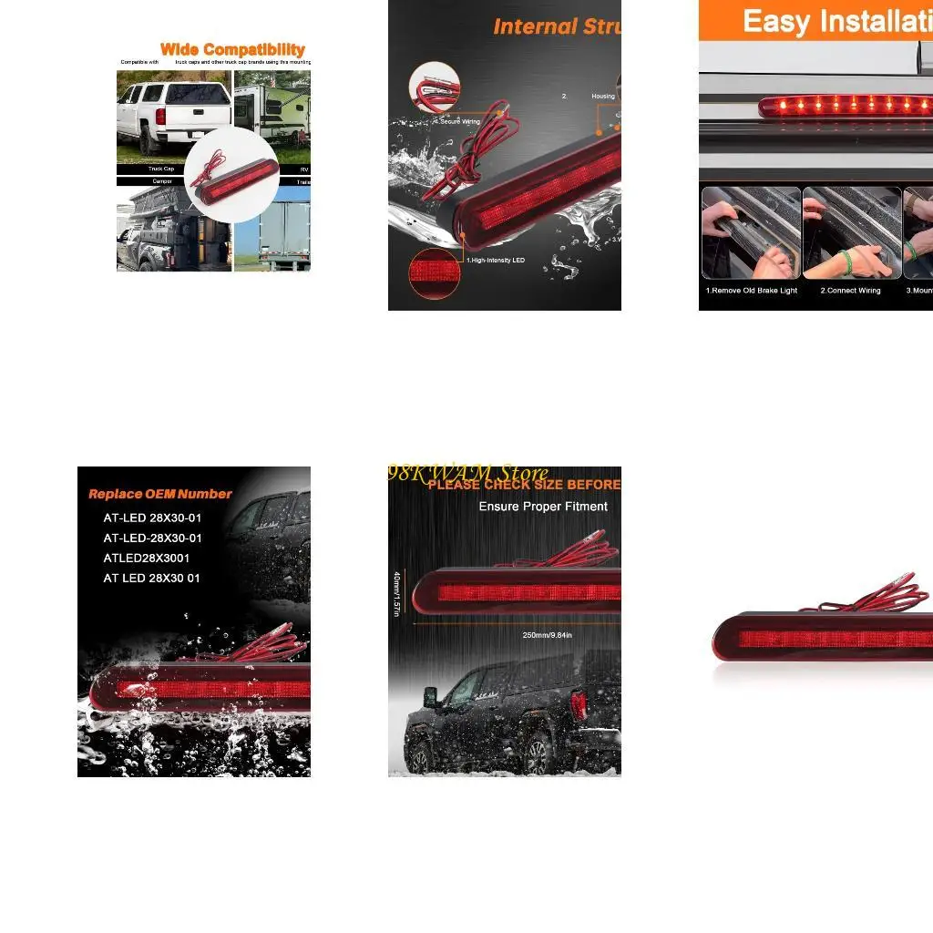 LED Third Brake Light for Commercial Vehicles Truck Caps And Similar Applications Enhanced Safety AT-LED-28X30-01 68UF