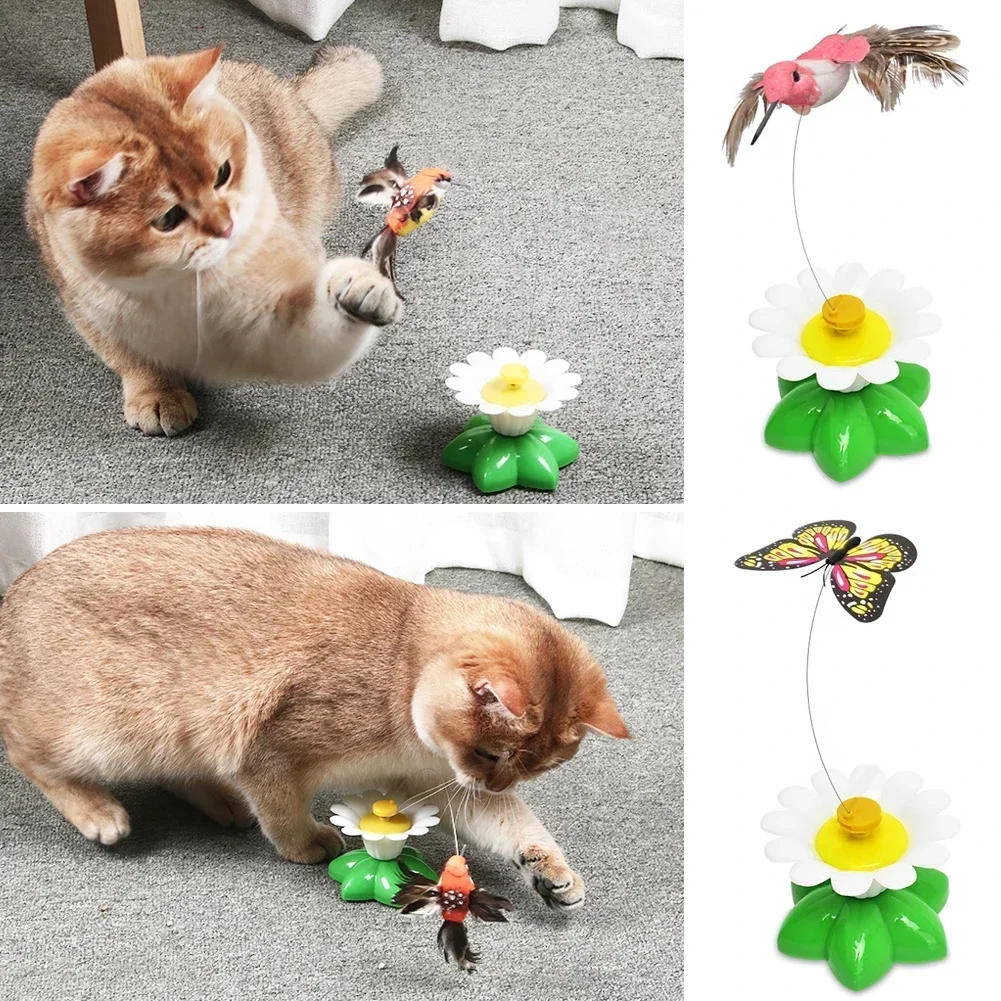 Electric Butterfly Cat Toy Shake Rotating Flying Automatic Humming Bird Intelligence Training Funny Pet Toys Random Color