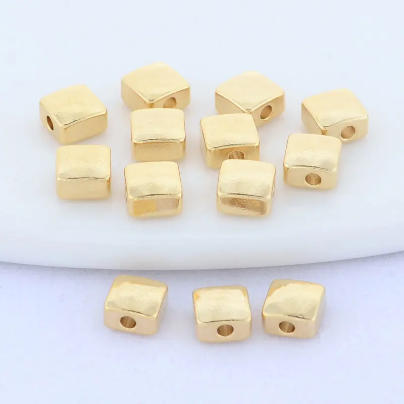 3*5 MM Hole 1MM 24K Gold Color Brass Square Spacer Beads Flat Bracelet Beads High Quality Diy Jewelry Accessories