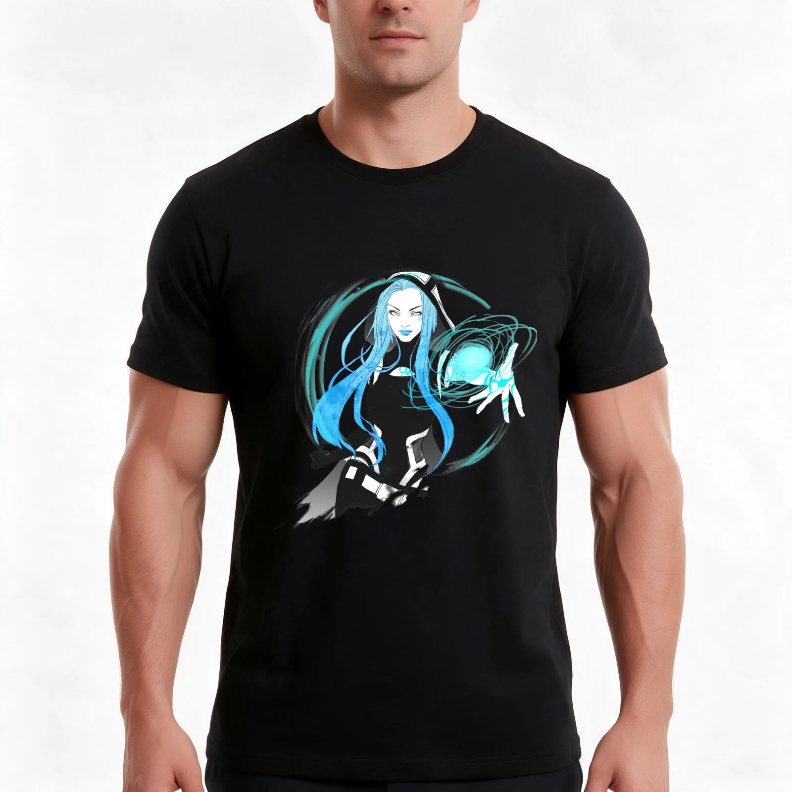 Watercolor Siren Maya T-Shirt, Summer Casual Cotton Tee, Oversized Streetwear Tops, Vintage Graphic Print, Unisex Men Women