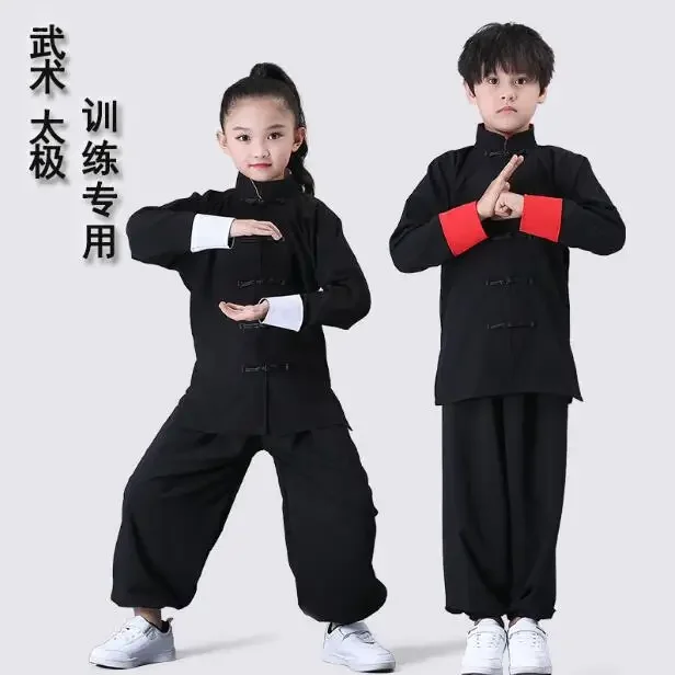 New Wushu Costume Kids Chinese Traditional Style Clothing Performance Tai Chi Kung Fu Uniforms Girls Boys Stage Performance Set