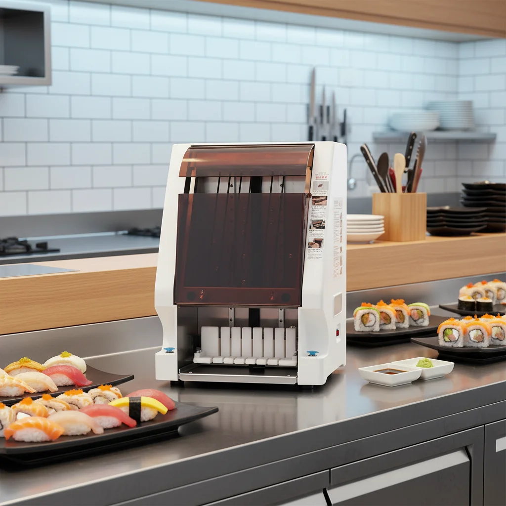 

Onoda Intelligent Sushi Robot Automatic Sushi Roll Cutter, Customizable To Cuts, With A Capacity Of Up To 1800 Rolls Per Hour