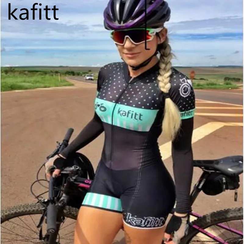 KAFITTA Little Monkey Autumn Long-sleeved Women's One-Piece Cycling Suit Bicycle Cycling Sports GEL Outdoor Work Clothes Ch