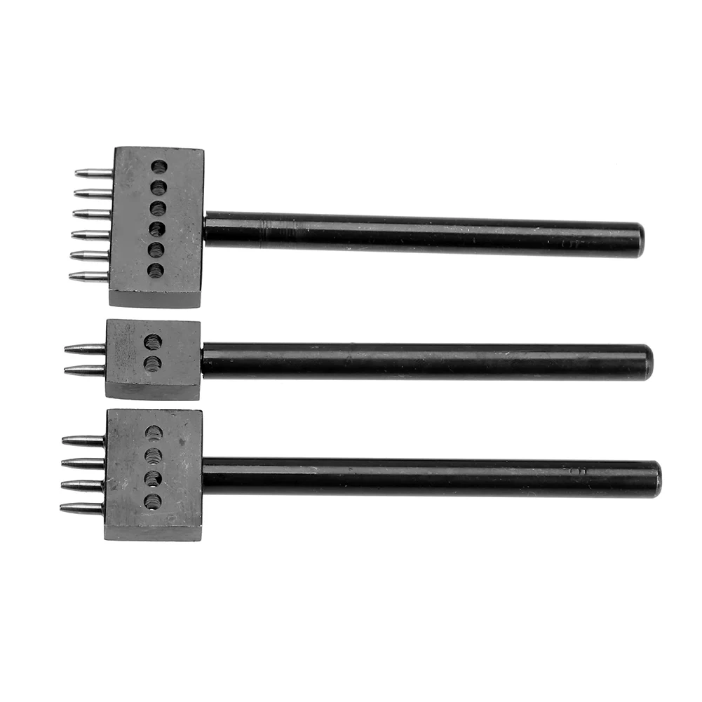 

Hole Punches Fork 3pcs Hole Punches Stitching Professional Leather Craft Prong Polished Handle for DIY Bags Belts Wallets