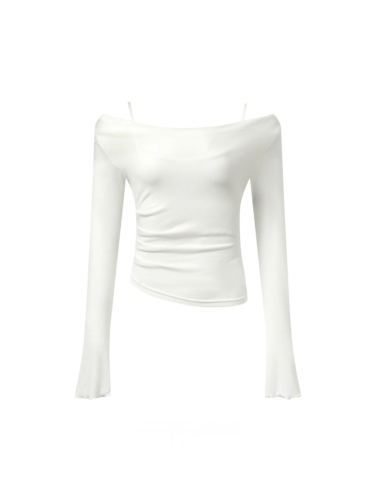 

Женская облегающая футболка с длинным рукавом для ранней весны, универсальная базовая модель для повседневной носки, визуально стройнящая фигуру, в стиле «Sweet and Spicy Girl».