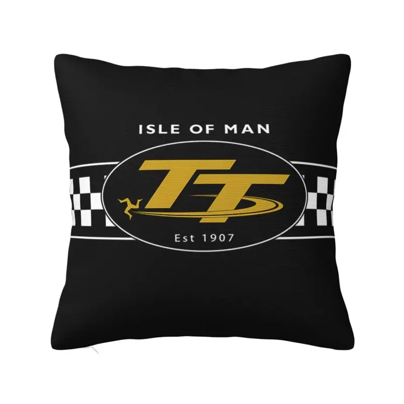Isle Of Man Tt Racing Motorcycle Cushion Covers 40x40cm Polyester Throw Pillow Case for Sofa Car Square Pillowcase Decoration