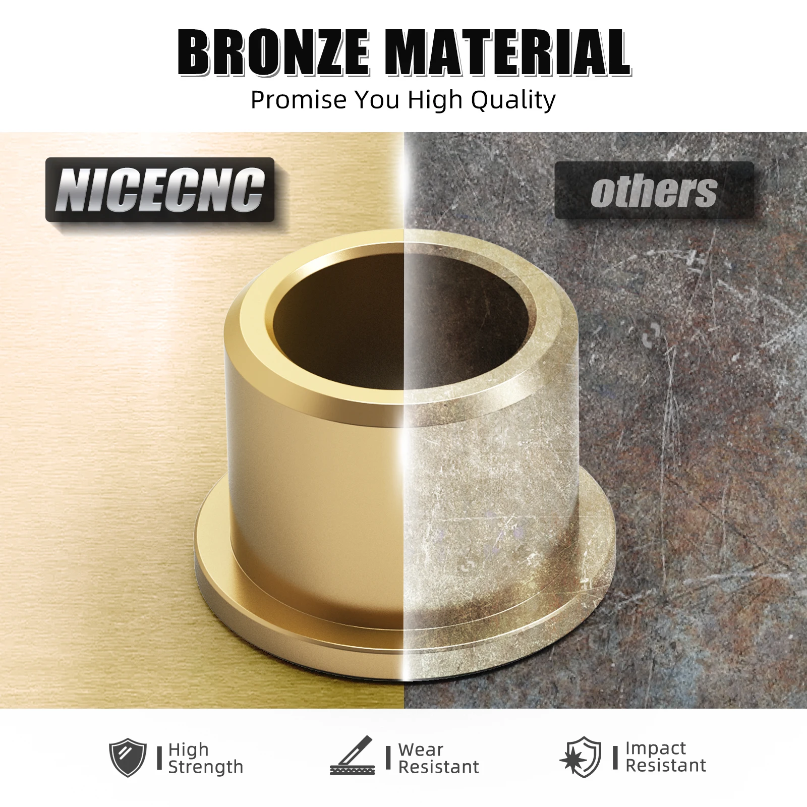 NICECNC für Yamaha Raptor 700 660 2006–2018 A-Arm-Buchsen für Yamaha YFZ450 Blaster 200 Hochleistungs-Bronze-ATV-Zubehör – Detail 3