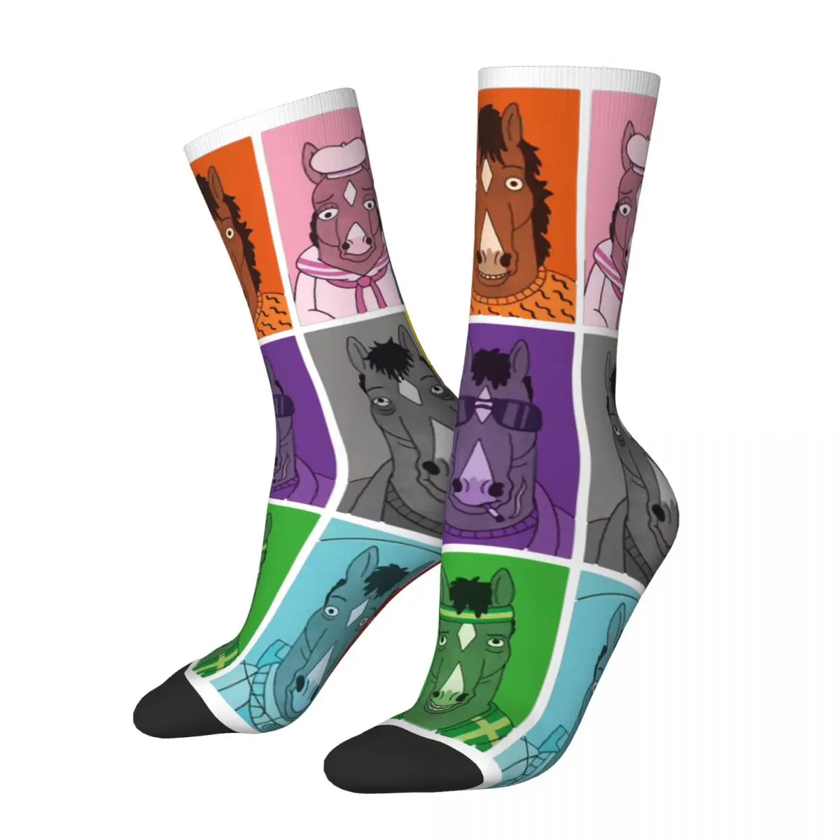 Hip Hop Retro Different Style Crazy Men\'s compression Socks Unisex B-BoJack Horsemans Street Style Pattern Printed Funny Novelty