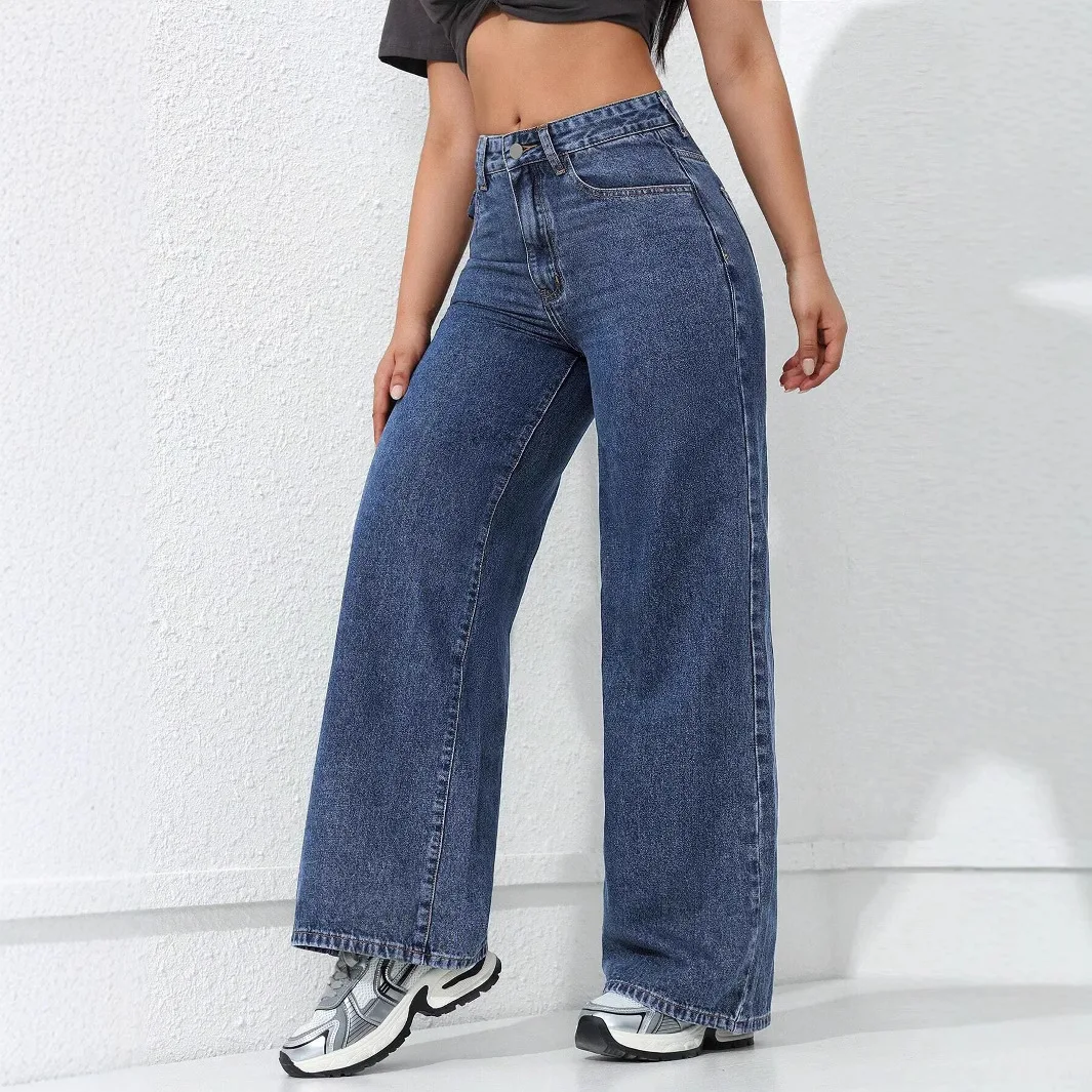 Spring New American Wide Leg JEANS Women Wash Water Loose Slimming Straight Mop Denim Pants Jeans