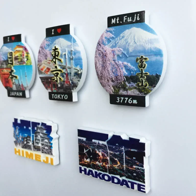 Japan Travel Fridge Magnet Souvenir Himeji, Mount Fuji, Hakodate, Tokyo Creative Decor Fridge Magnets for Crafts Gift Ideas