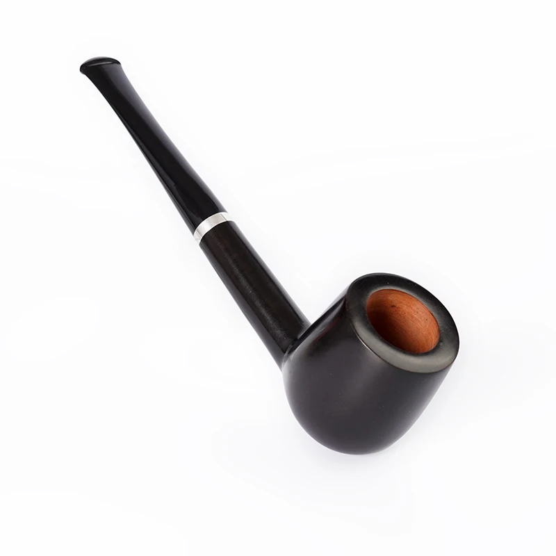 MUXIANG Briar Tobacco Pipe Handmade Smoke Wood Pipe Straight handle billiard pipe vulcanized rubber pipe mouth silver ring