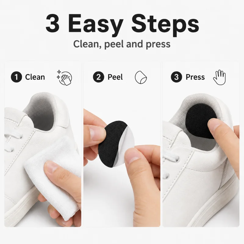 6Pcs Durable Black Shoe Heel Repair Stickers, Peel & Stick Anti‑Abrasion Patches, Restore Worn Inner Lining for Sneakers & Leath view 6