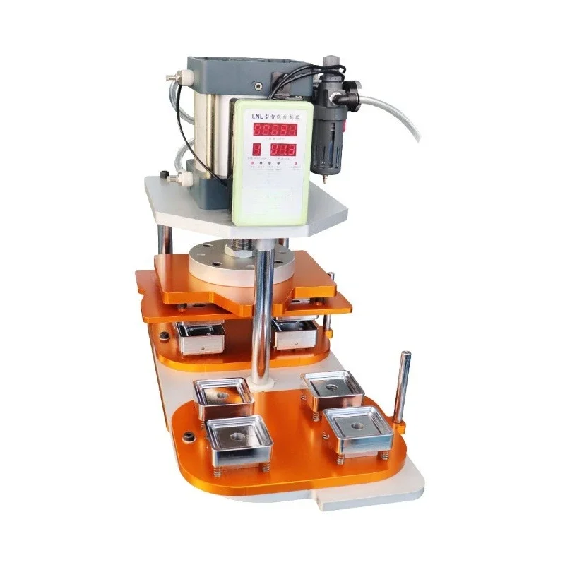 One out of four pneumatic refrigerator sticker machine, rotary 50 * 50mm mold press