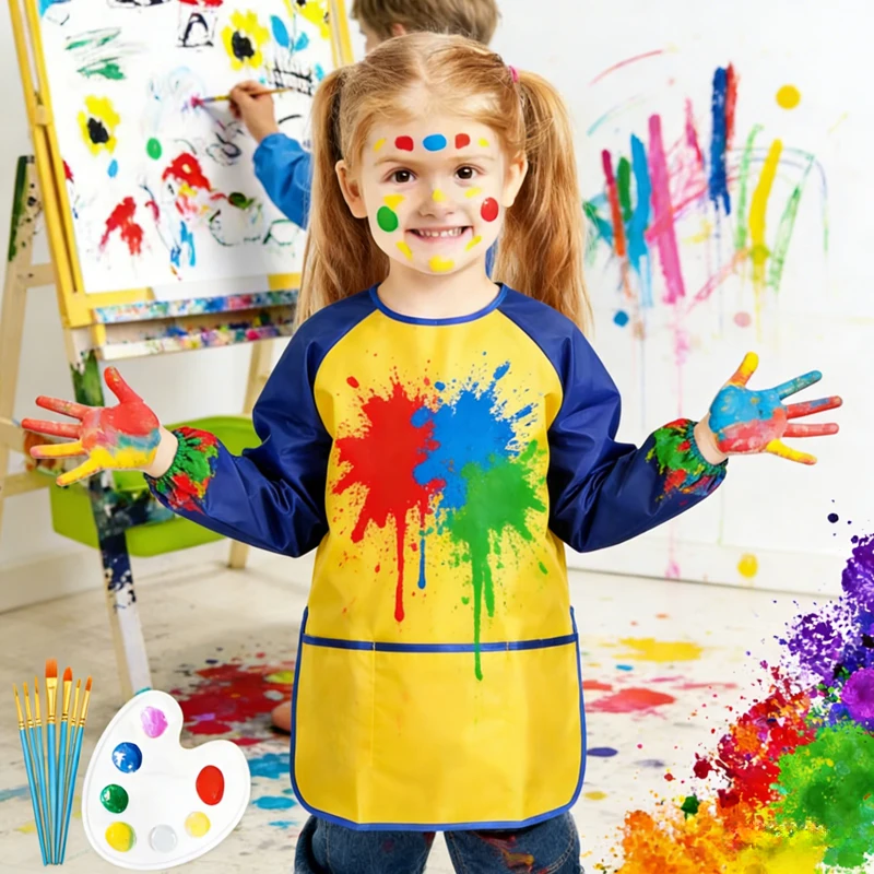 Batte imperméable et Anti-salissure pour enfants, peinture artistique, manches longues, cuisson artistique, cuisine, bavoir multifonctionnel