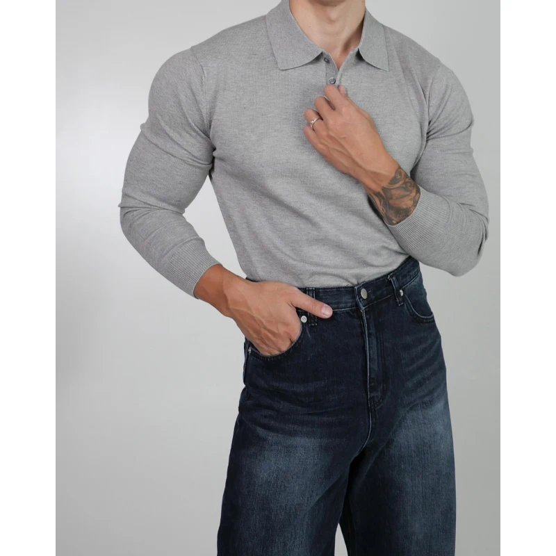 Forze speciali Maglia irt Muscle Uomo High End Slim Lungo Sve T-shirt con colletto Hard Man Paul irt Youth Leisure Fas...