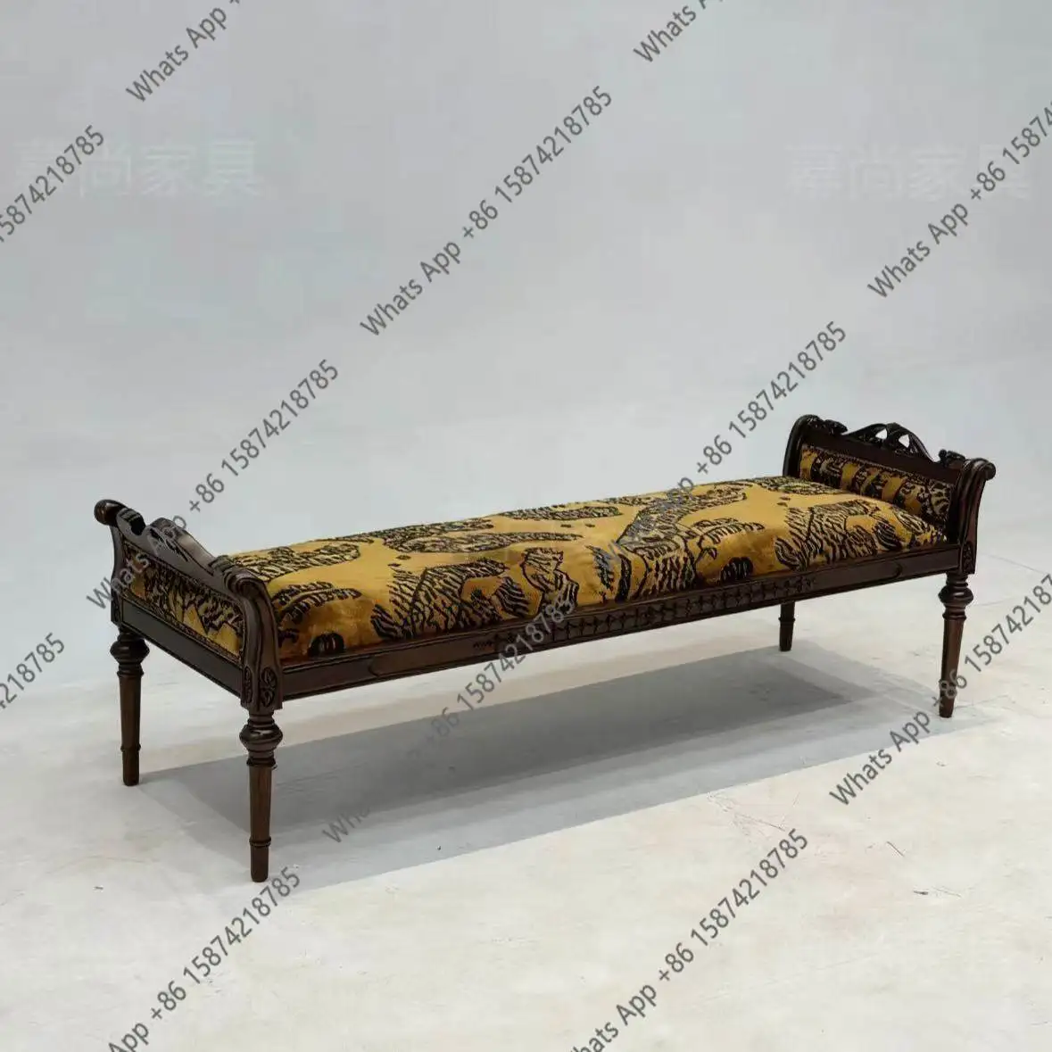 French retro solid wood sofa stool bedroom end medieval designer shoe change light luxury coffee table stool bench