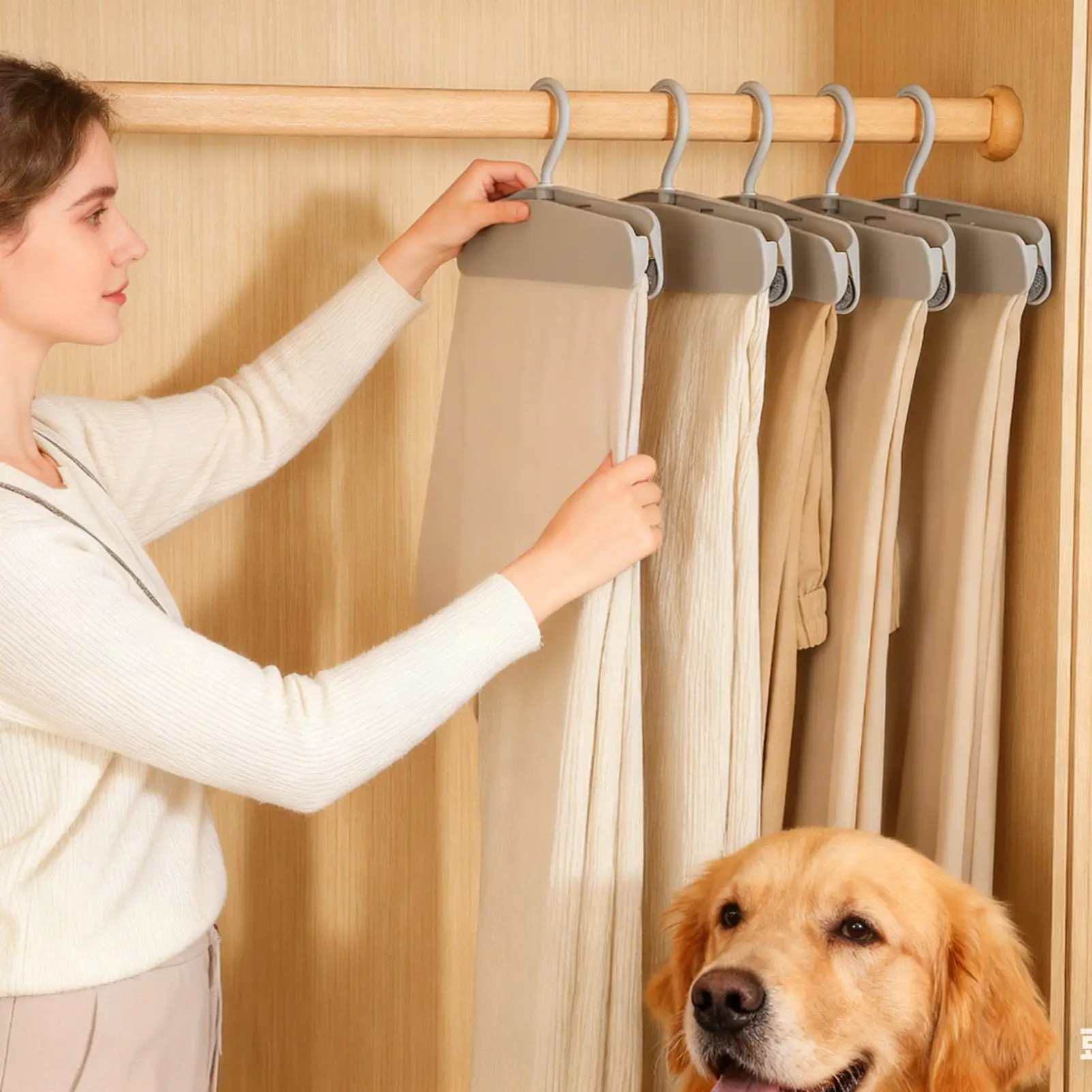 Skirt Hangers Heavy Duty Organizer Non-Slip Grip Garment Hangers With Clips For Bedroom Dorm Apartment Wardrobe Laundry Room