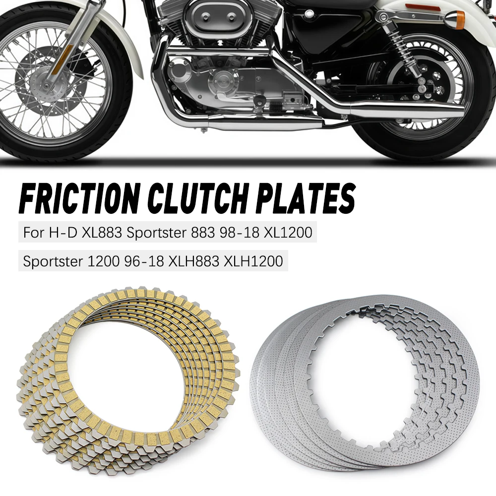 

Motorcycle Clutch Friction Plates Kit With Steel Plates Clutch Frictions For Harley Sportster XL1200 XL883 X48 72 1991-2022