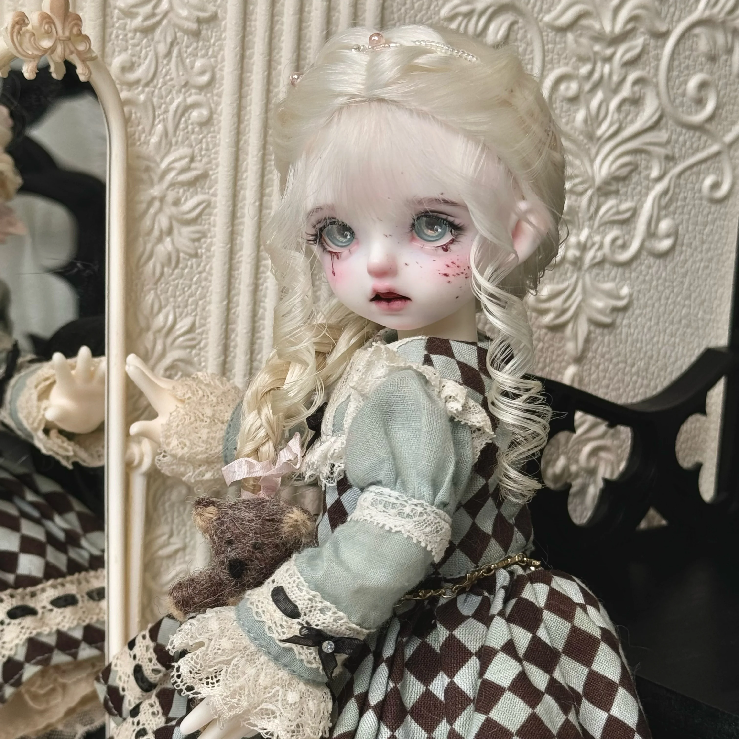 witdiy Handmade mohair wig bundle, retains hair scales, soft like real hair,Reborn Doll, DIY BJD SD Blyth Doll Wig Accessories