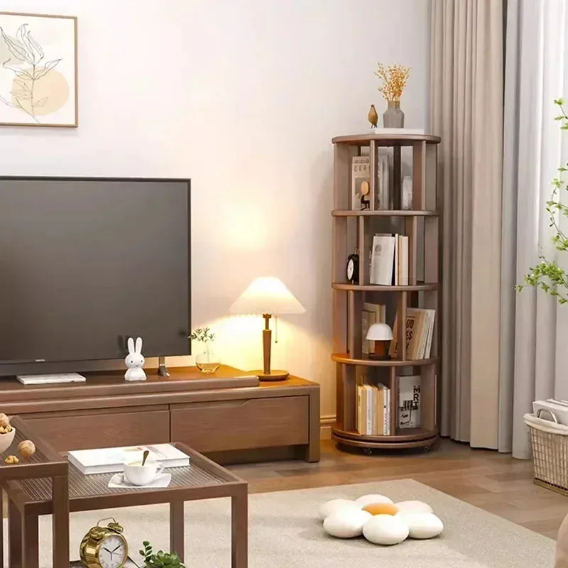 خزانة كتب دوارة عمودية عتيقة مصغرة من الخشب منزل مصغر خزانة كتب دوارة تخزين أثاث غرفة Mueble De Cuarto