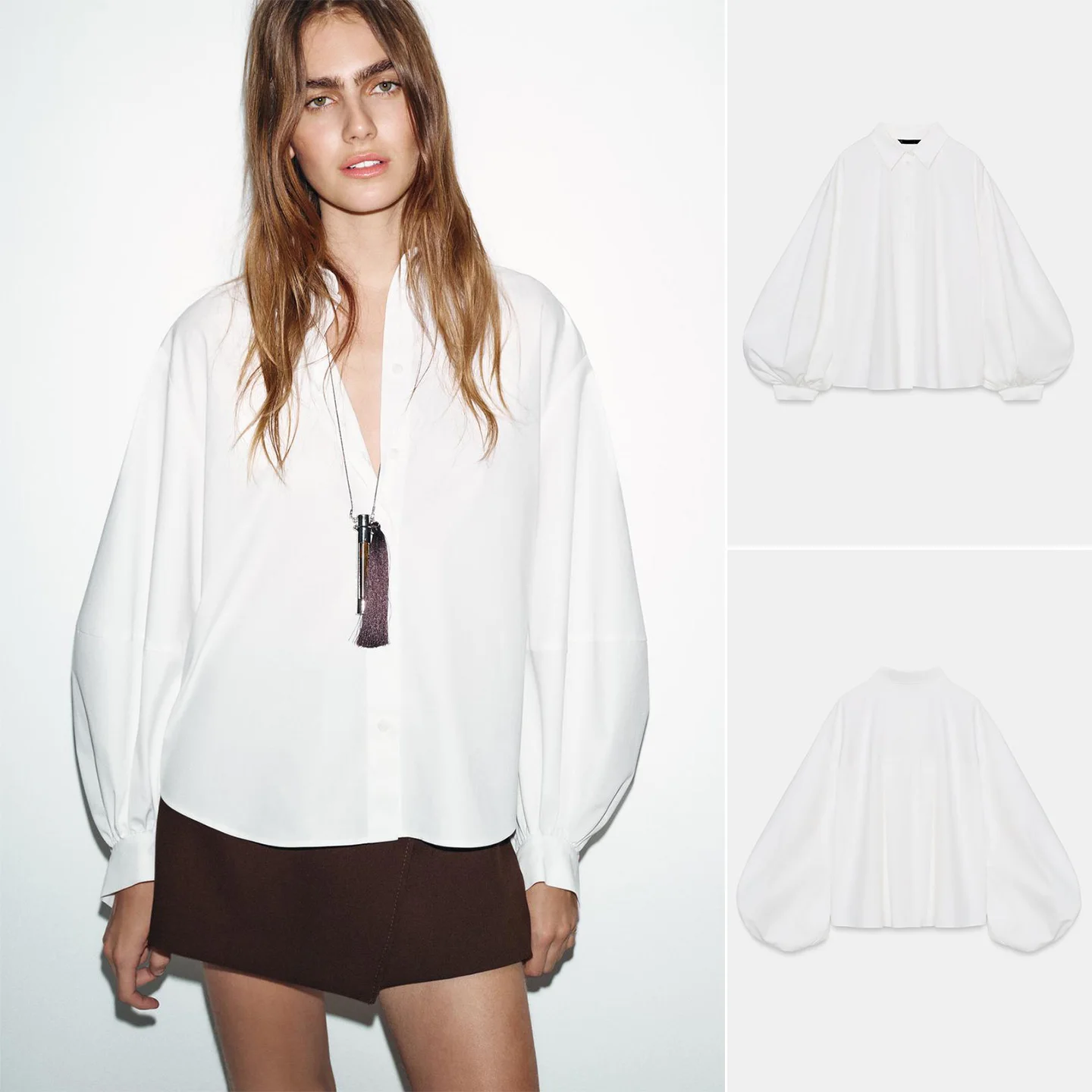 

Весенняя новинка: женская шелковая блузка с одной пуговицей, отложным воротником, длинными рукавами-фонариками, приталенного кроя, из полиэстера.