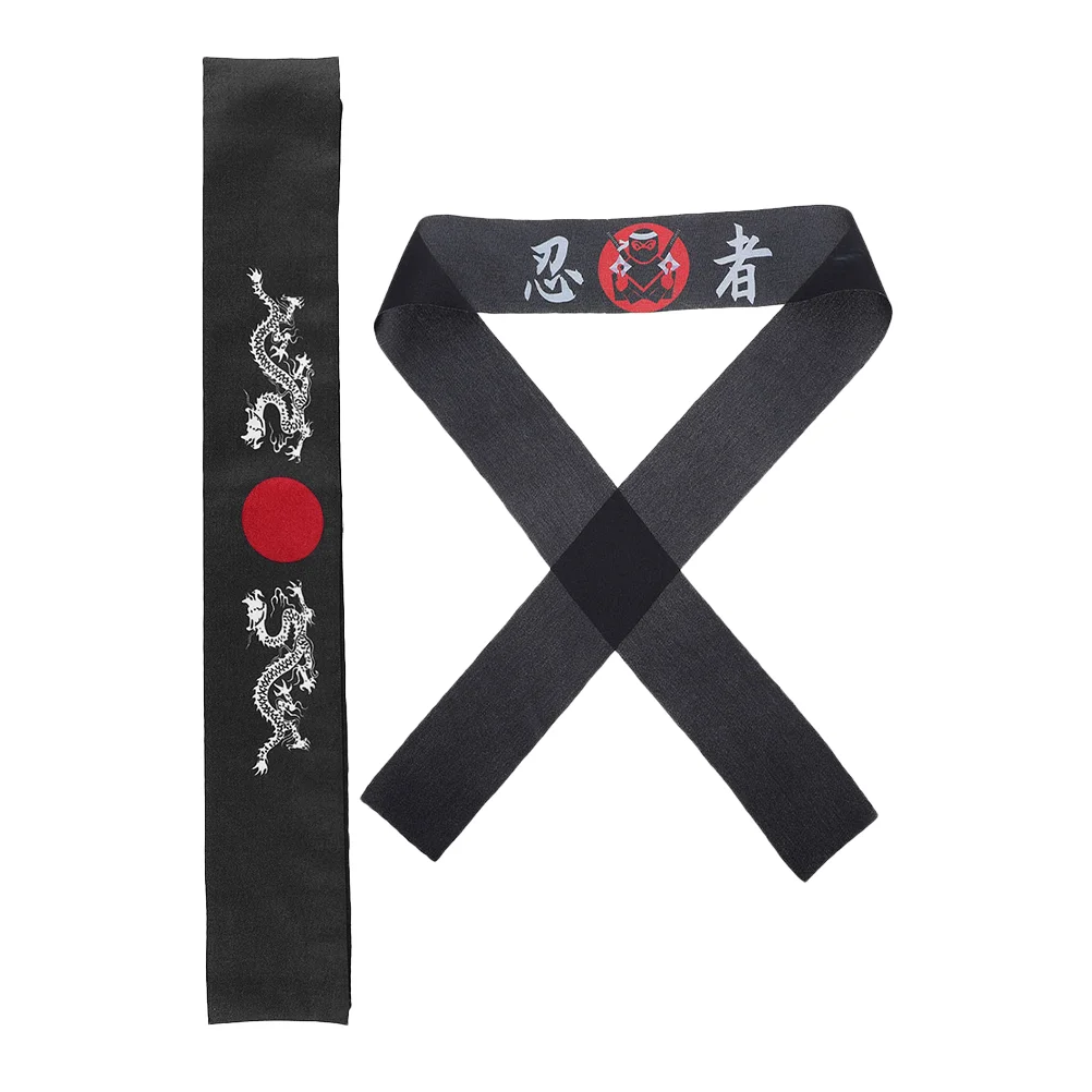 2 Pcs Japanese Ninja Headscarf Style Headband Karate Cooking Costume Chef Accessory Printing Sushi