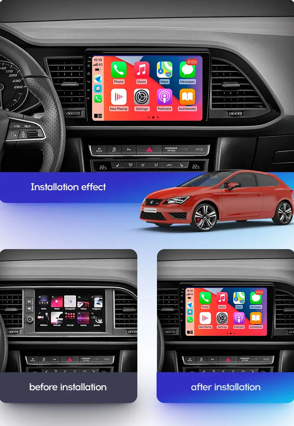 Android 14 Car Radio For Seat Leon 3 MK3 2012-2020 GPS Navigation 4G WIFI DSP BT RDS Carplay Player 2 Din No DVD QLED Video Aut