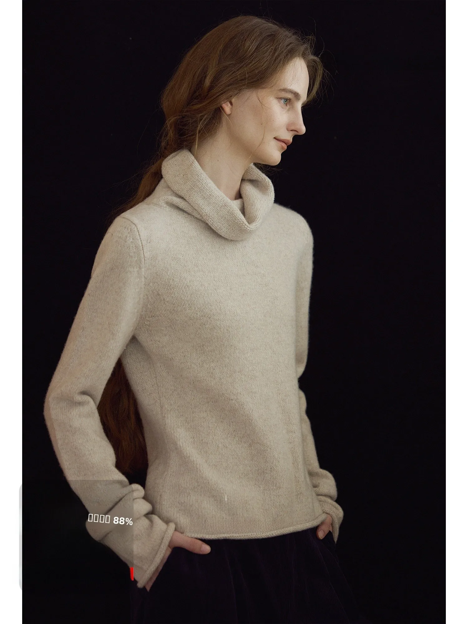 

Ultrine Merino Wool Yarn Pile Ne Sweater Beautiful Casual Sle Women's Knitted Long Sve High Collar Regular Fit Winte...