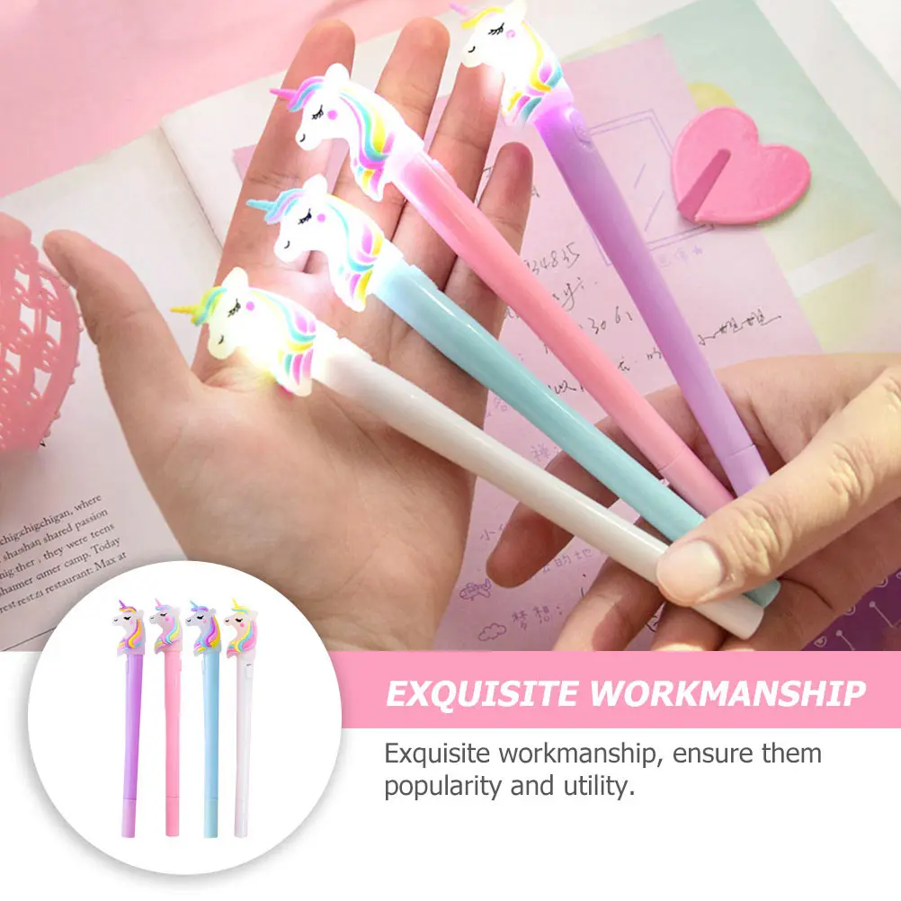 

8 Pcs Light Pen Gel Pens for Girls Cartoon Bold Point Teen Cute Bendable Children Colorful Novelty Ink