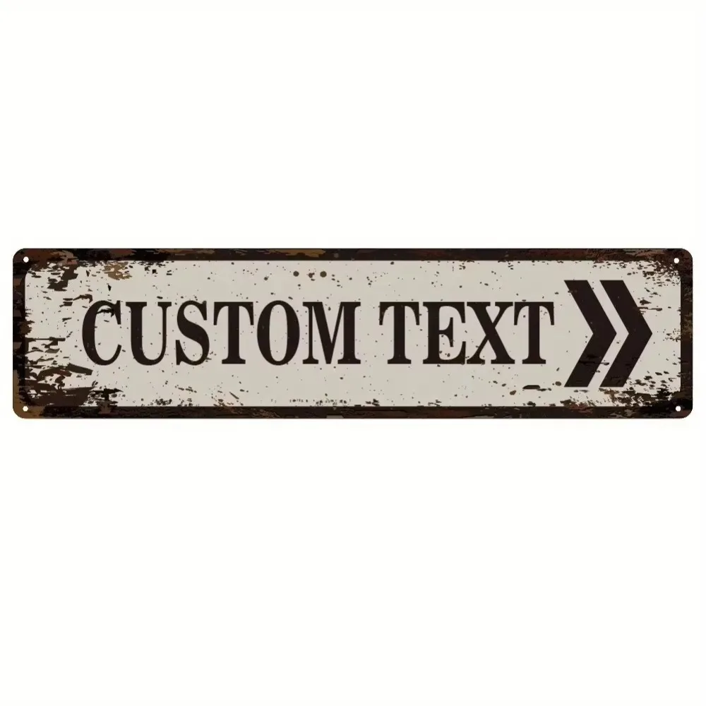 CIFbuy Personalized Custom Text Wall Plaque, 40x10cm Weathered Rust Beige Arrow Metal Sign, Vintage Indoor Ornament
