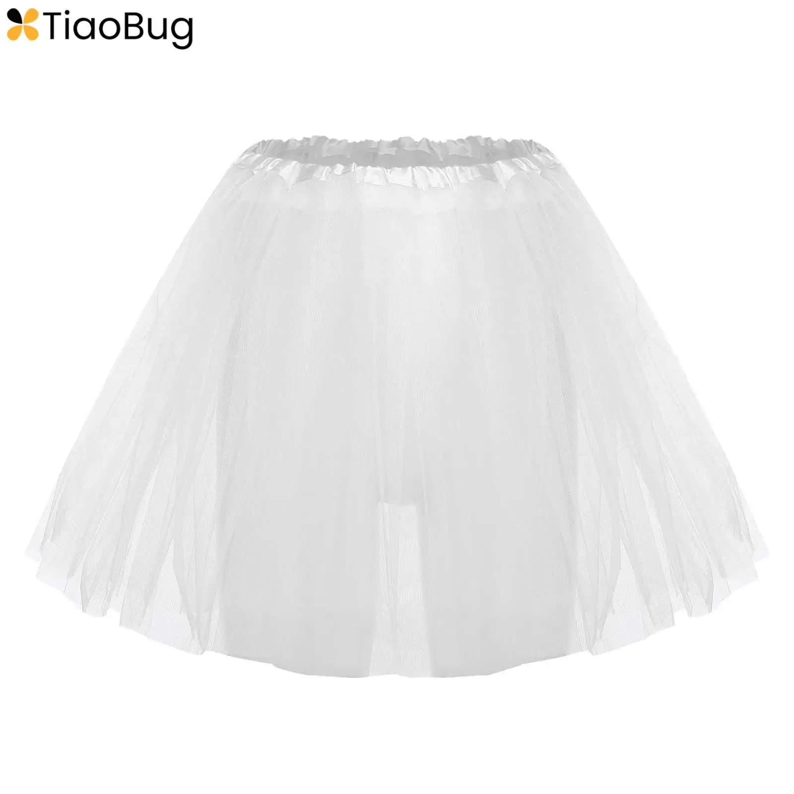 

Women's Ballet Dance Skirt 3-layer Tulle Tutu Skirt Lolita Underskirt Elastic Waist Pleated Hem Puff Skirt for Stage Performance