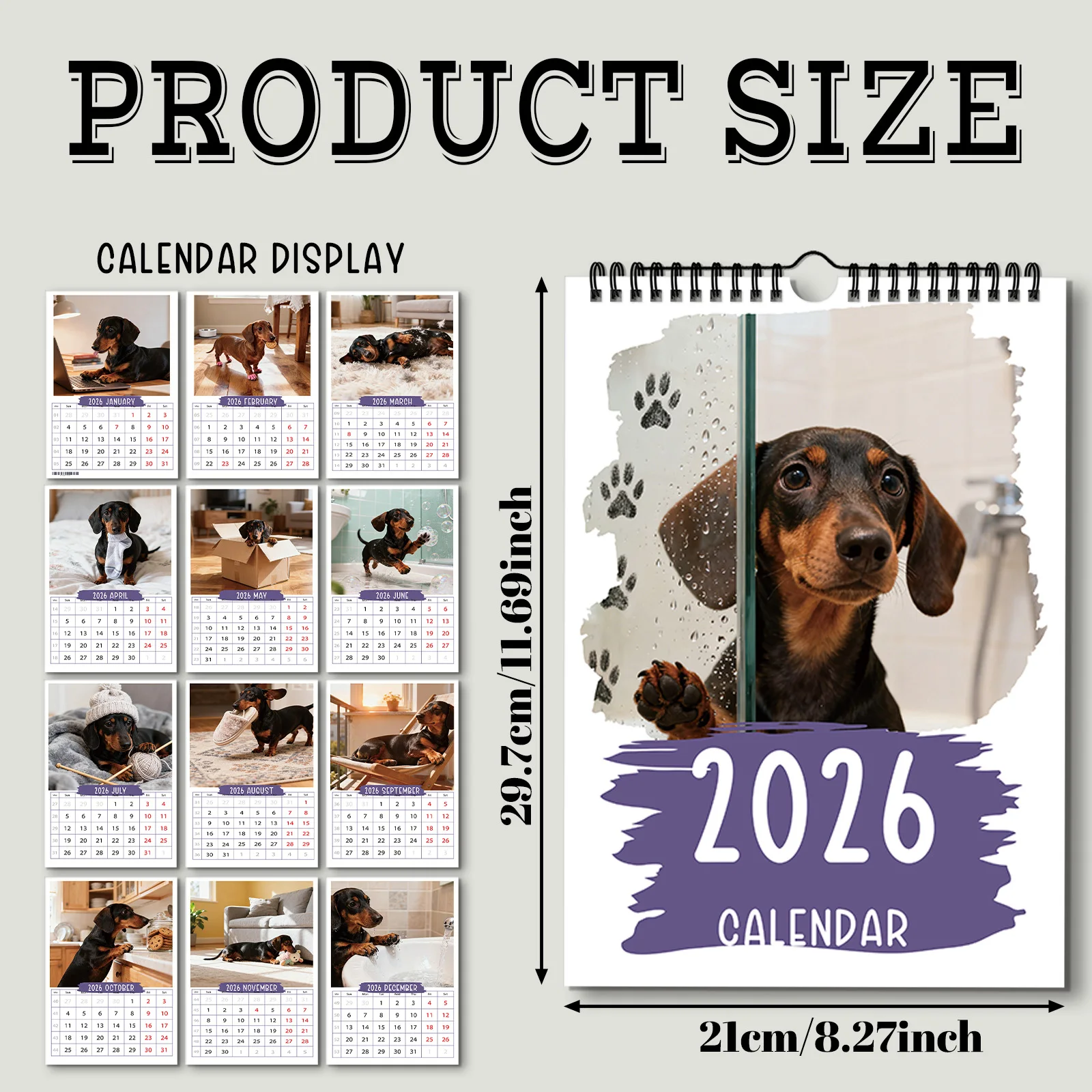 1 ชิ้น 2026 ปฏิทินลายดัชชุนด์น่ารัก เหมาะสำหรับตกแต่งบ้านของคนรักสัตว์เลี้ยง เหมาะสำหรับผู้ที่ชื่นชอบสัตว์เลี้ยง ของขวัญที่อบอุ่นใจ