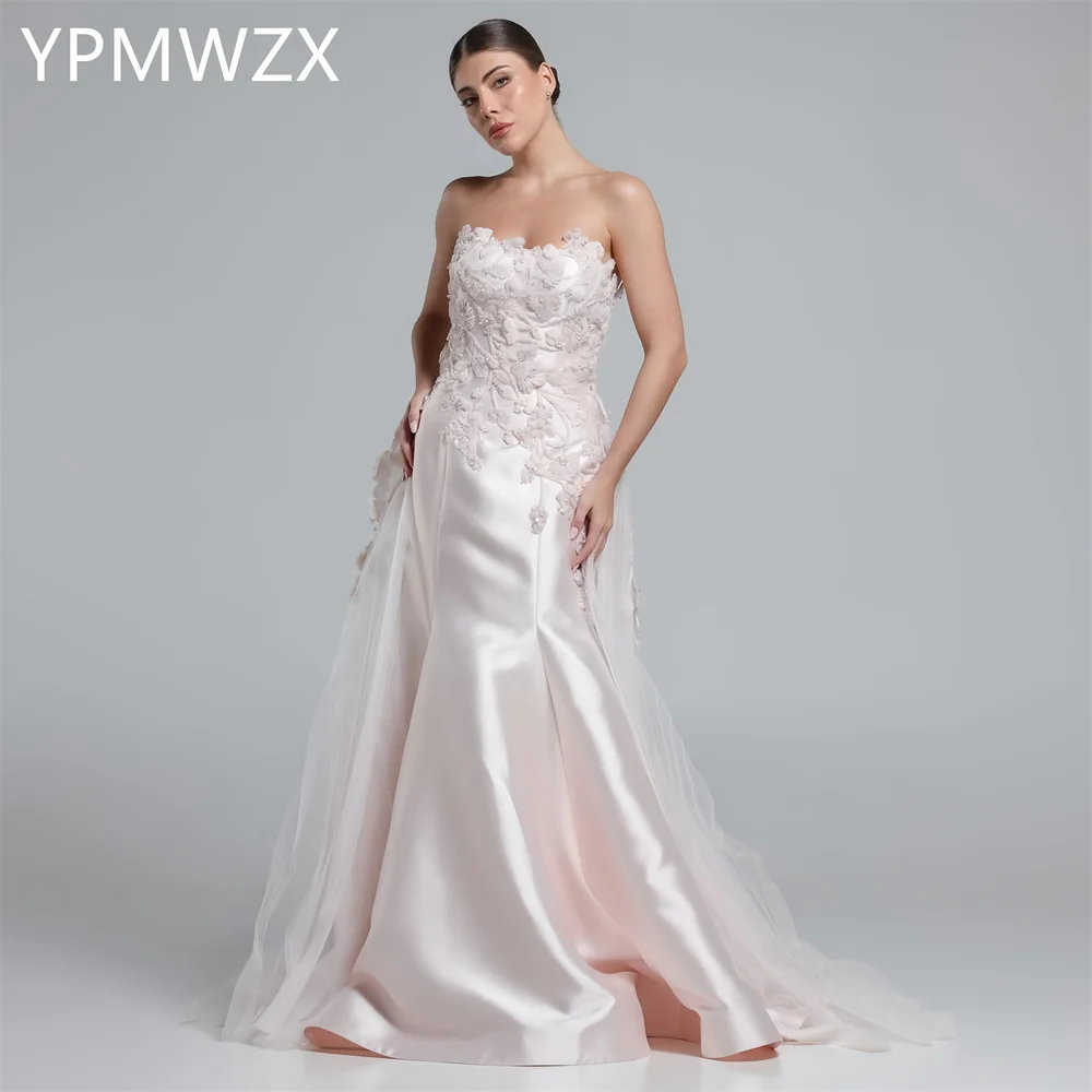 

Customized Prom Gown Formal Evening Dress Women YPMWZX Strapless Sheath Floor Length Skirts Draped Bespoke Occasion Dresses Part