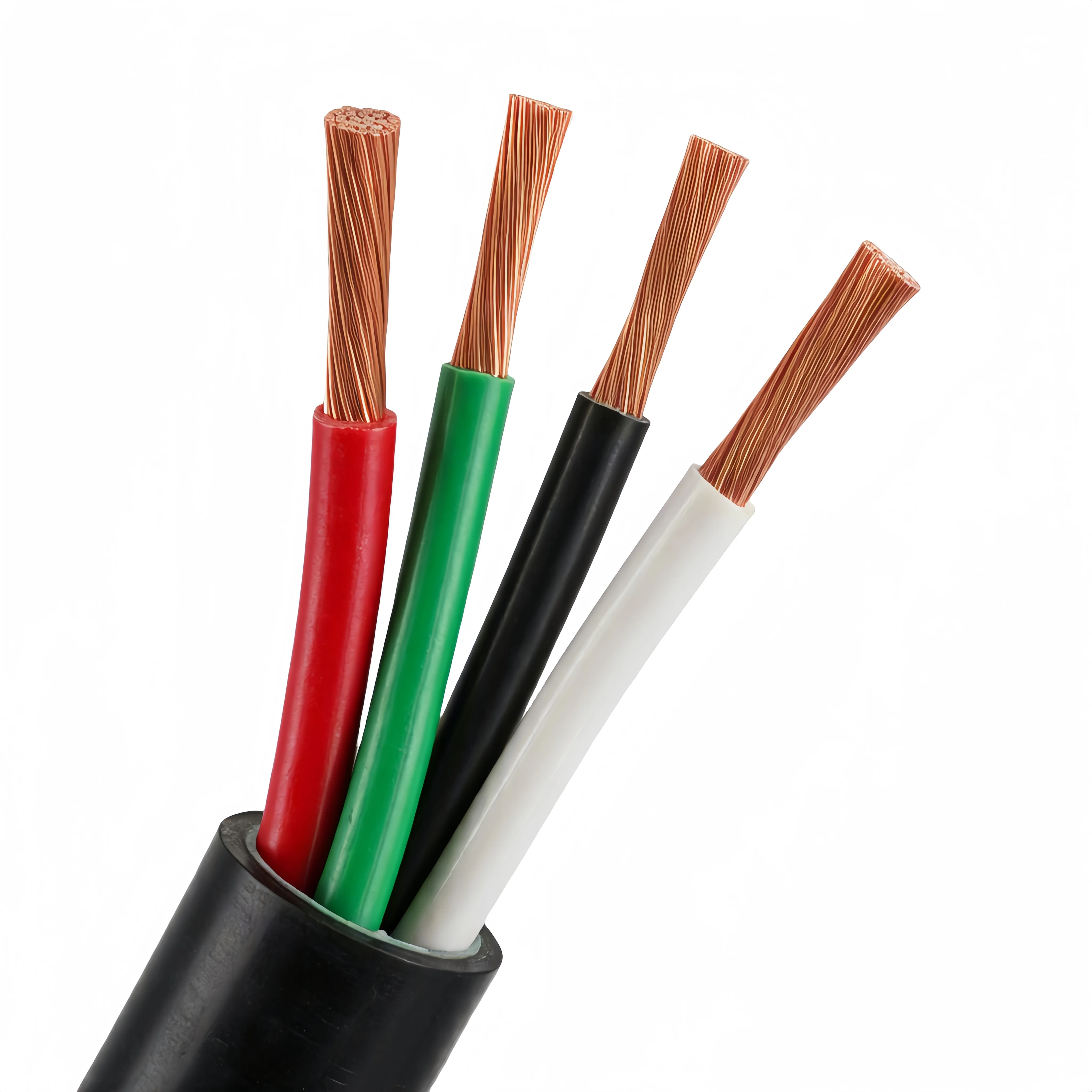 4-Core Stranded 0.7mm 24AWG TPU/PVC Insulated Copper Coiled Power Cable IP65 Rated for Overhead Building & Heating Applications