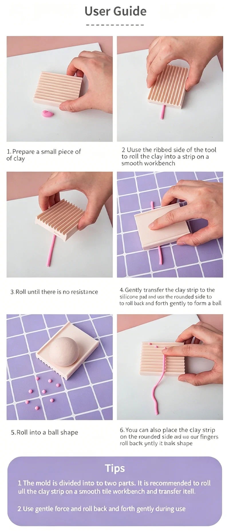 2-in-1 Tonkugel-Former, Handrollwerkzeug zum Formen von weicher Keramik, für DIY-Schmuck, Ohrringe, handgemachte Bastelarbeiten – Detail 2