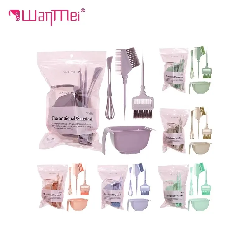 

WANMEI New Hot Selling Chinese Style Hair Dye Brush Set Oil Baking Bowl Double-sided Comb Brush Multifunctional Dye Paste Mixer