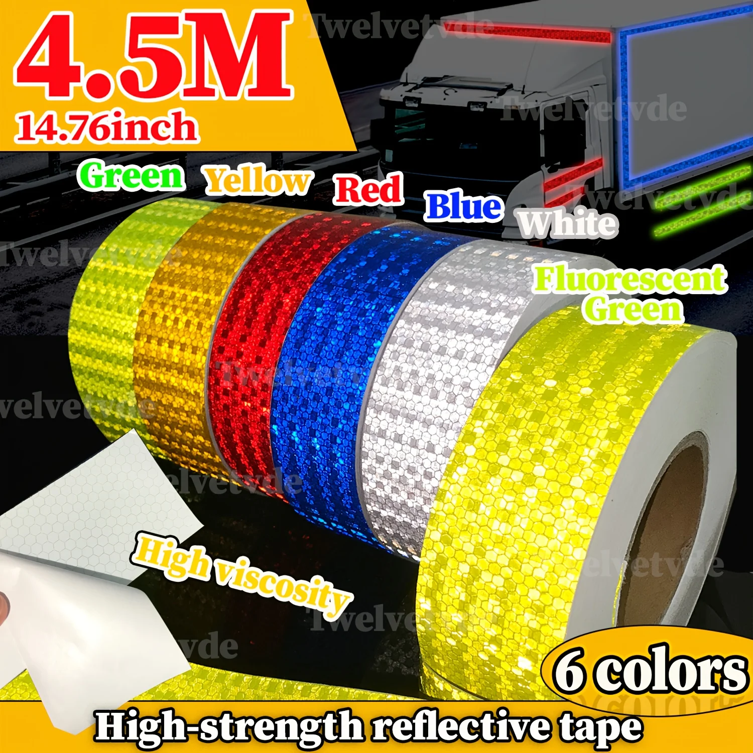 6Color 5cm Solid Color Safety Warning Reflective Sticker High Visibility Durable Tape Safety Car Truck Safety Reflective Sticker