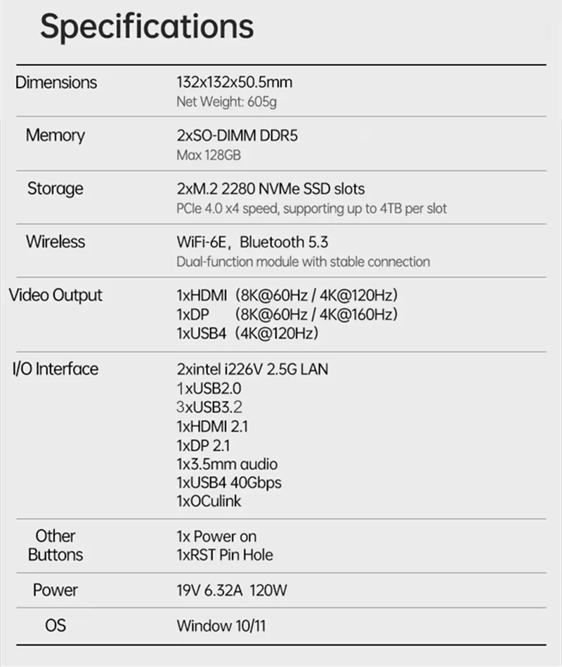 AI 9 H 465 ES AMD Gaming Mini PC Ryzen AI 9 HX 370 ES 7 PRO 350 ES 5 340 ES OCuLink USB4 2x2.5G LAN Desktop Computer Windows 11