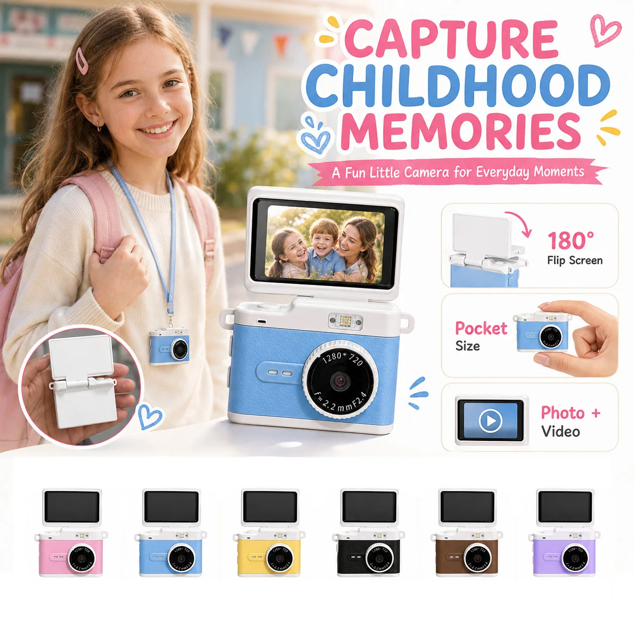 Mini Retro CCD Digital Camera S142 720P Camcorder 0.96