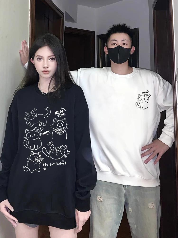 Sketch Kitten Couple Sweater Autumn and Winter 2024 New Oversize High Quality Casual Sweater