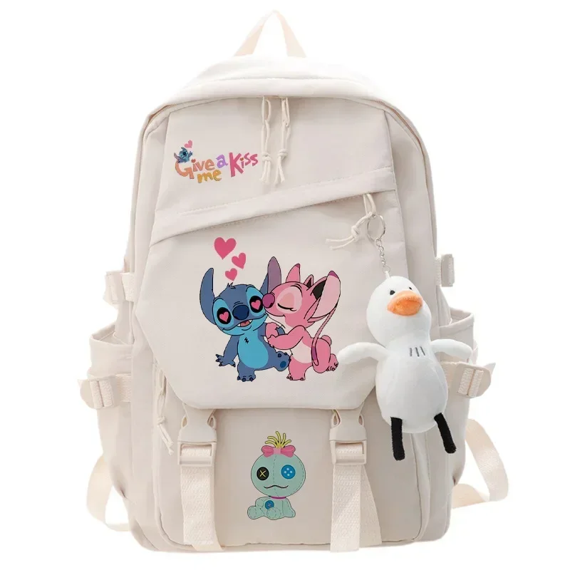 Disney Stitch schoolbag large capacity male and female students cute ins junior high school backpack travel nylon storage bag