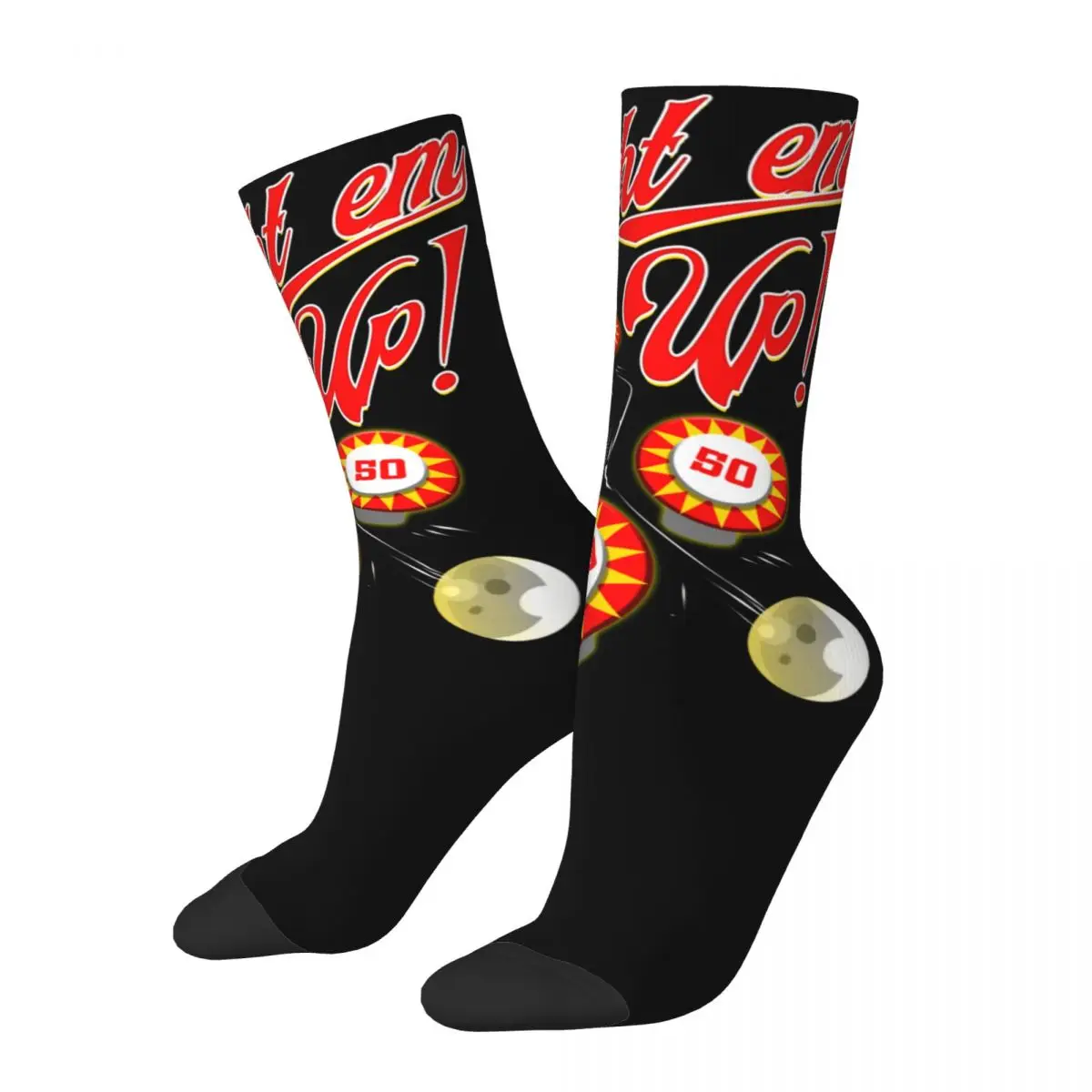 Calcetines informales con estampado de máquina de Pinball, medias suaves con estampado de Arcade Retro, Merch Light'em Up, jugador de Pinball, regalo increíble para él