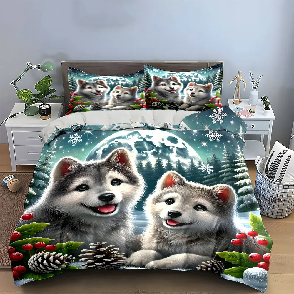 Winter Animal Decor Set Multiple sizes kid's and adults' bedroom Exquisite 3PC bedding set, gift