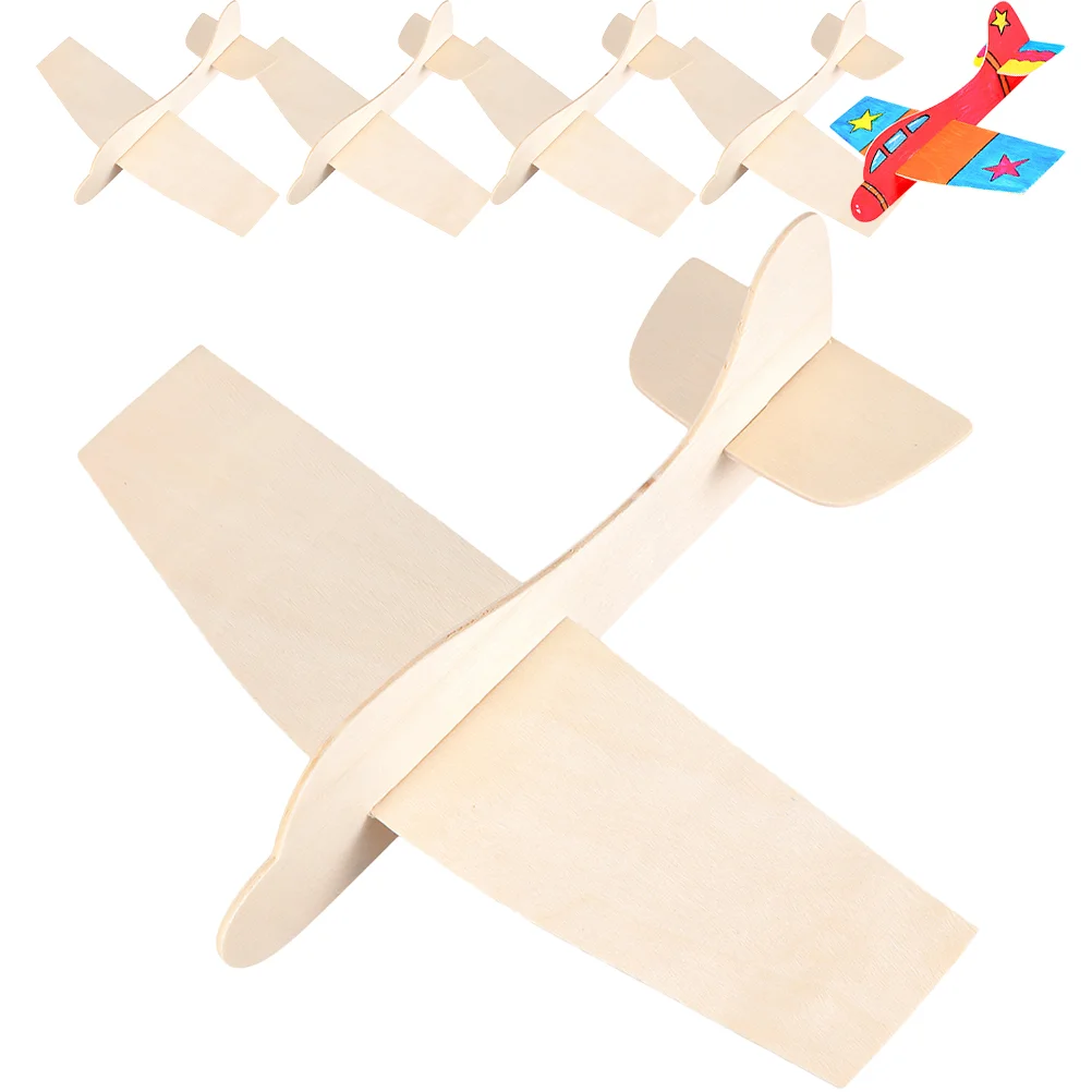 6 Pcs Blank Wood Aircraft Premium Graffiti Toy Airplane Model Kids Gift Toys Wooden