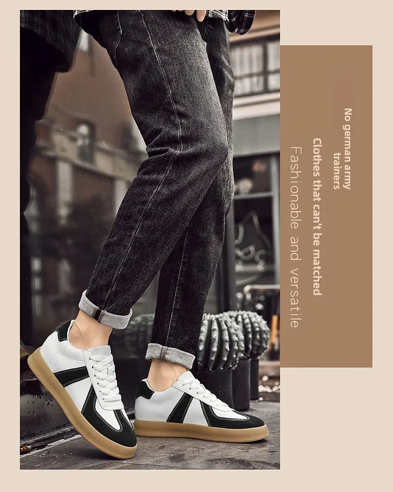 Men's Invisible Height Increasing Shoes 6/8cm German Training Shoes Breathable Genuine Leather Retro Casual Sports Shoes