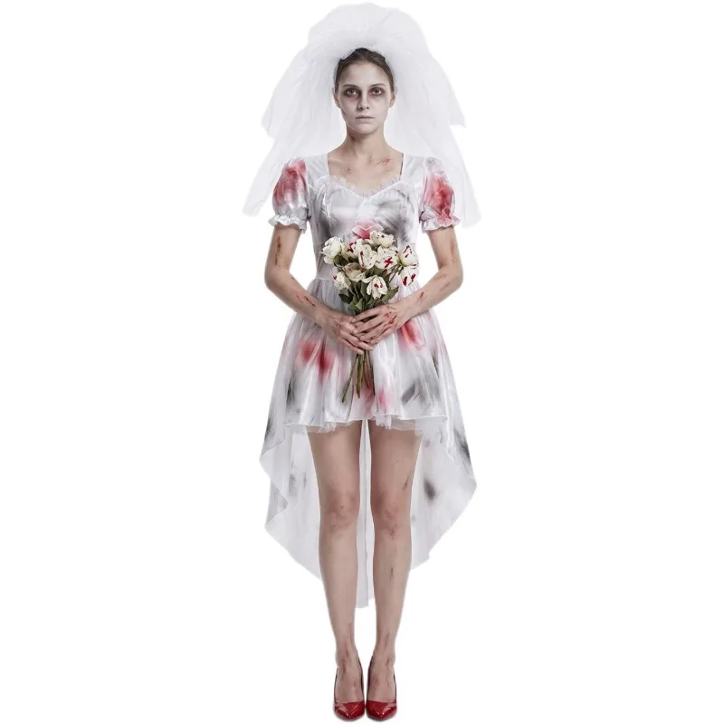 

Halloween Cosplay Ghost Bride Dress Scary Bloody Wedding Dress Evil Ghost Bride Dress Gothic Style Witch Costume