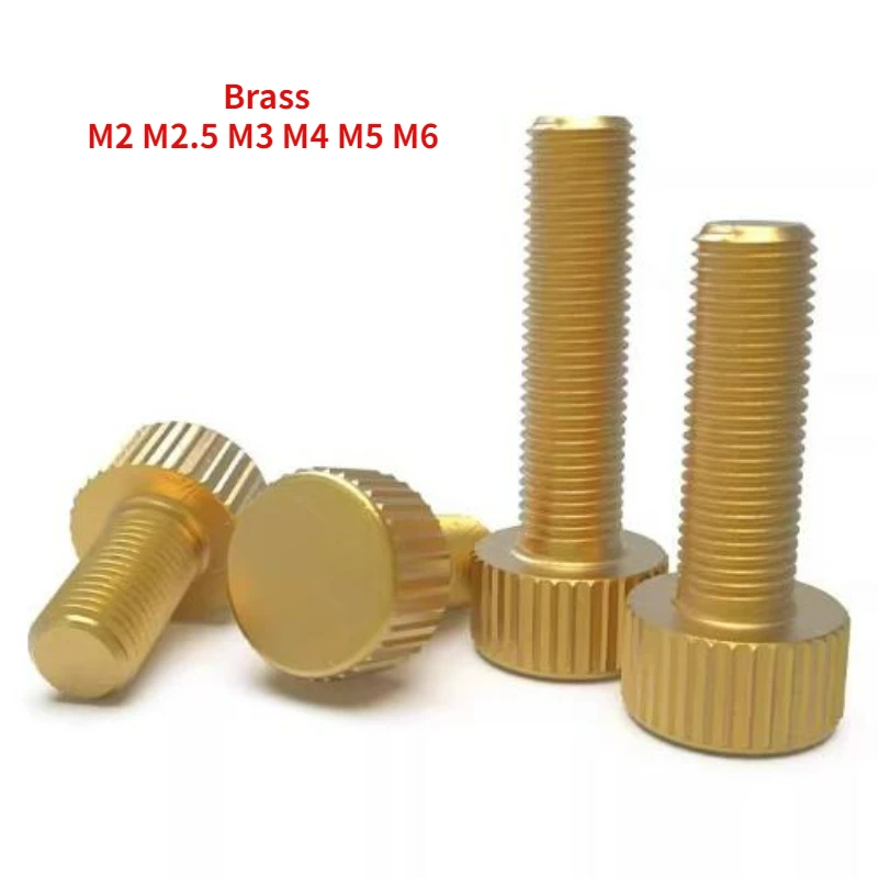 8-100pcs M2 M2.5 M3 M4 M5 M6 Pure Brass Small Thumb Screws Metric Knurled Manual Adjustment Screws
