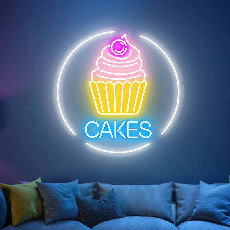 Imagem -03 - Cupcake Neon Sign Cakes Cozinha Neon Wall Art Jantar Bar Night Light Feito à Mão Fast Food Sweet Shop Wall Decor