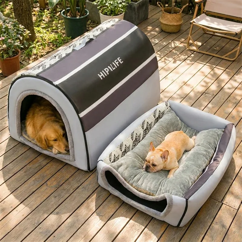 Grande casa de cachorro interior quatro estações removível lavável canil inverno quente suprimentos para animais de estimação para todas as raças filhotes pequeno médio