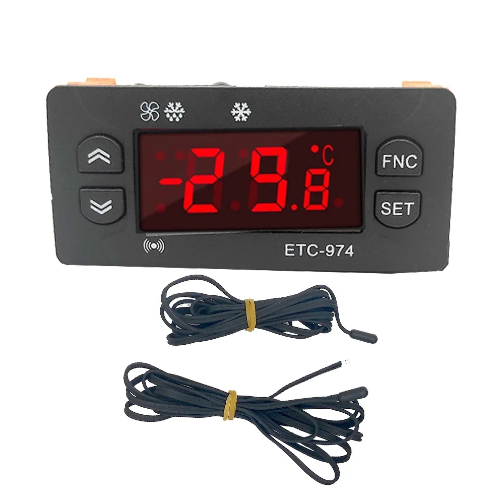 ETC-974 Temperature Controller Refrigerator Defrosting Heating Control Thermoregulator with Dual NTC Sensor Thermostat